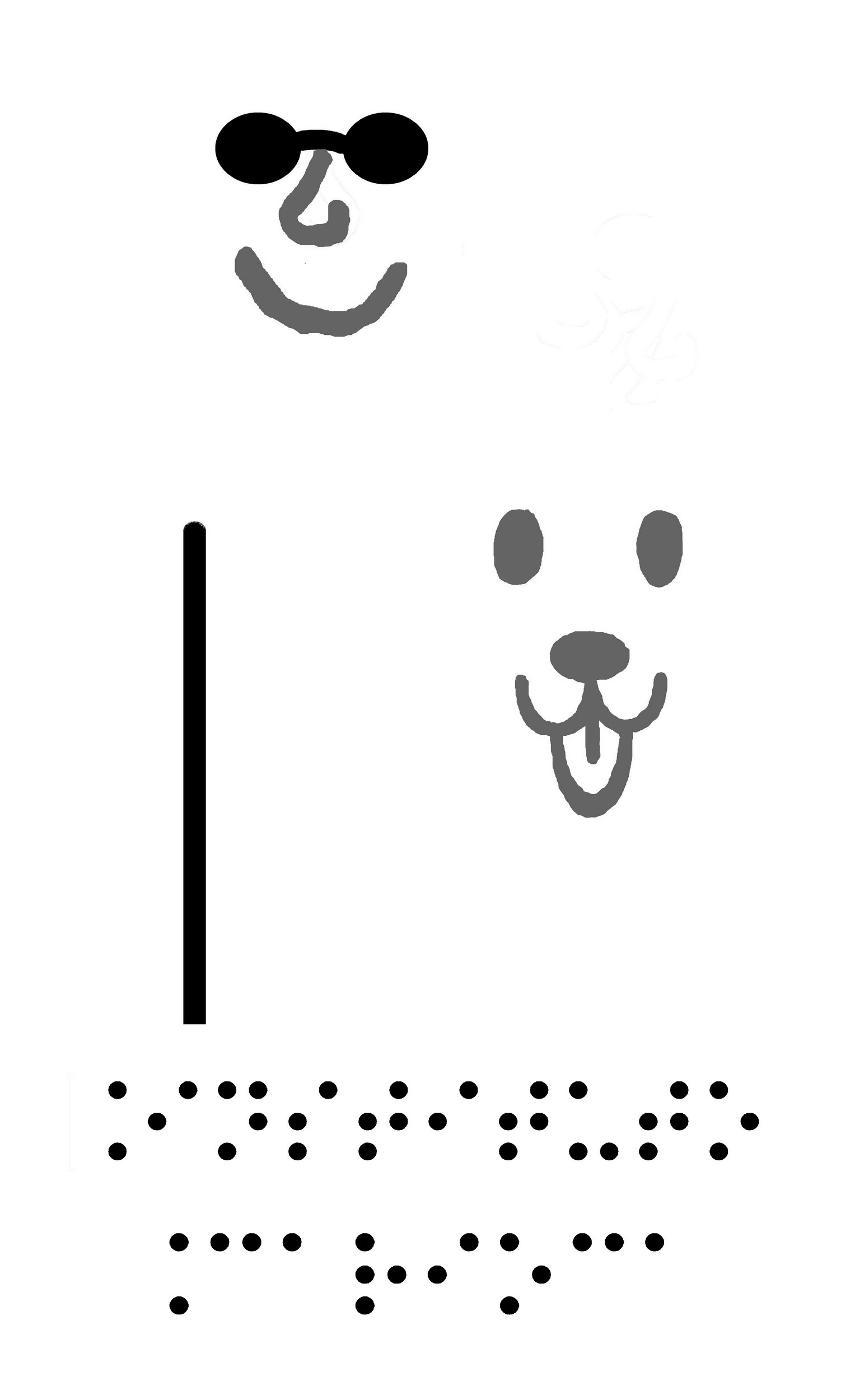 O logotipo do ICCG é representado por um desenho em estilo charge. Vê-se os óculos escuros, o nariz e a boca com um leve sorriso, e uma bengala longa. Isto representa uma pessoa cega. Ao lado desta pessoa vê-se dois olhos um focinho de cão, com a língua um pouco para fora da boca, indicando que ele está alegre. Abaixo do desenho há pontos que representam, em braille, Instituto Carioca.